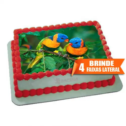 Papel arroz Casal de passarinhos + Brinde Faixas Laterais
