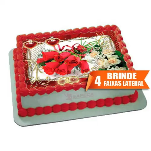 Papel arroz Casamento Aliança + Brinde Faixas Laterais