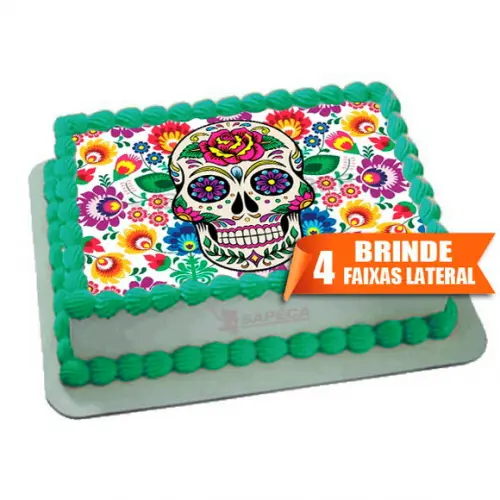 Papel arroz Caveira Mexicana + Brinde Faixas Laterais