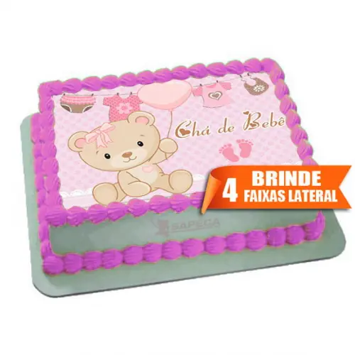 Papel arroz Chá de Bebê Ursinha + Brinde Faixas Laterais