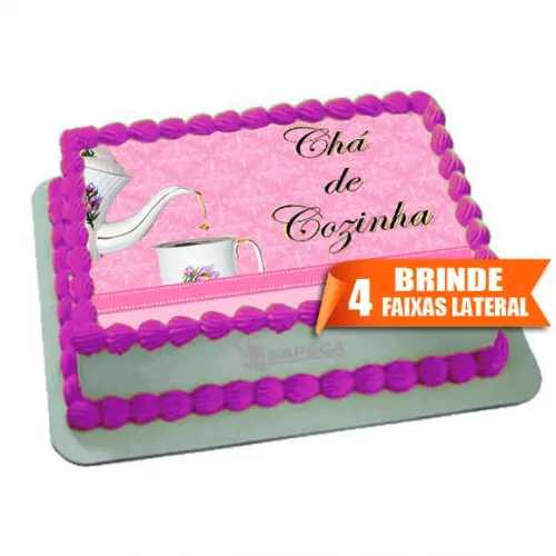 Papel arroz Chá de Cozinha Rosa + Brinde Faixas Laterais