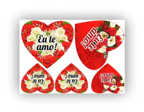 Papel arroz Coração 4 imagens 500g e 6 imagens 200g
