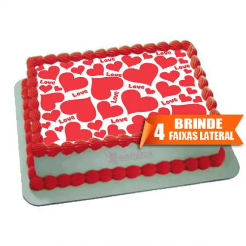 Papel arroz Coração Love + Brinde Faixas Laterais