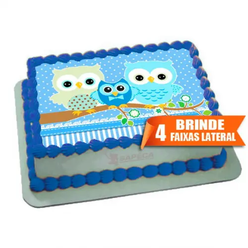Papel arroz Coruja Azul + Brinde Faixas Laterais