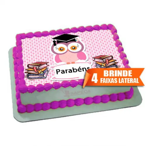 Papel arroz Coruja Formatura + Brinde Faixas Laterais