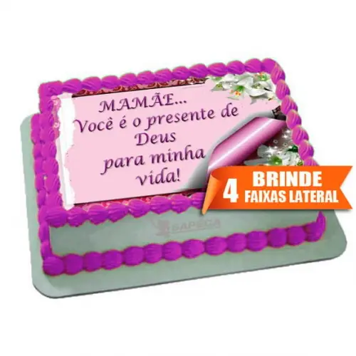 Papel arroz Dia das Mães Rosa + Brinde Faixas Laterais