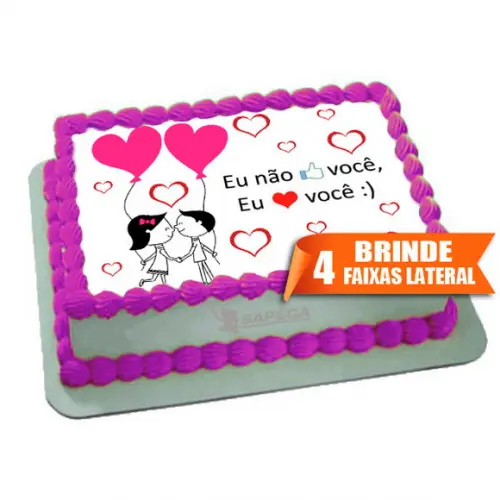 Papel arroz Dia Dos Namorados amor + Brinde Faixas Laterais