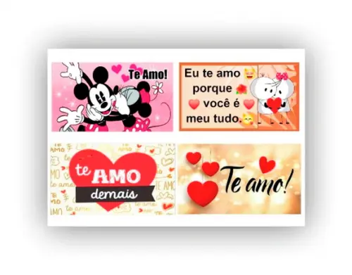 Papel arroz Dia dos Namorados p/ Bolo na Caixa de Leite c/8