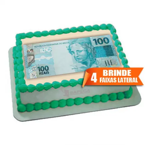 Papel arroz Dinheiro Nota 100 Reais + Brinde Faixas Lateral