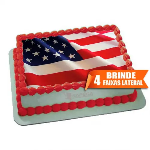 Papel arroz Estados Unidos Bandeira + Brinde Faixas Laterais