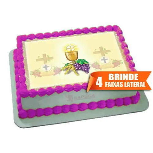 Papel arroz Eucaristia Comunhão + Brinde Faixas Laterais
