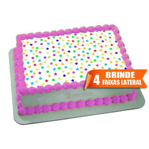 Papel arroz Estrelas Coloridas + Brinde Faixas Laterais
