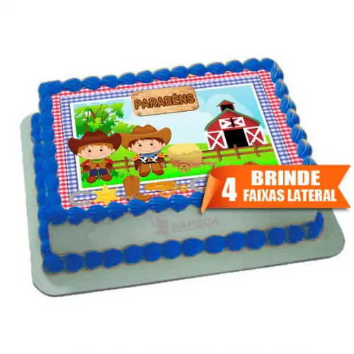 Papel arroz Fazendinha Cowboy + Brinde Faixas Laterais