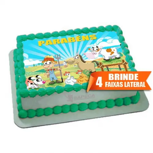 Papel arroz Fazendinha Parabéns + Brinde Faixas Laterais