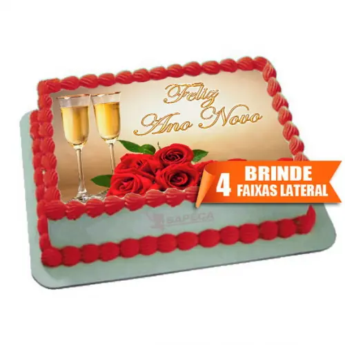 Papel arroz Feliz Ano Novo + Brinde Faixas Laterais