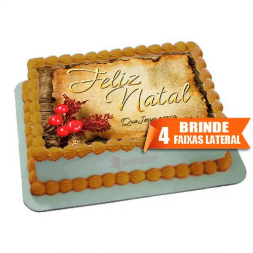 Papel arroz Feliz Natal + Brinde Faixas Lateral