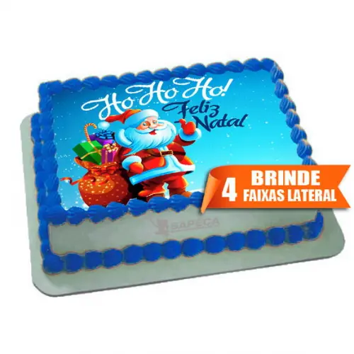 Papel arroz Feliz Natal Papai Noel ho+ Brinde Faixas Lateral