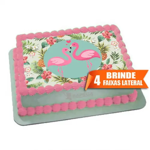 Papel arroz Flamingo Flores + Brinde Faixas Laterais