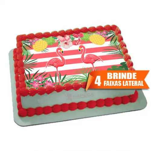 Papel arroz Flamingos + Brinde Faixas Laterais