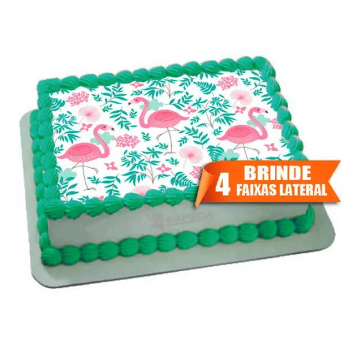Papel arroz Flamingo verde + Brinde Faixas Laterais