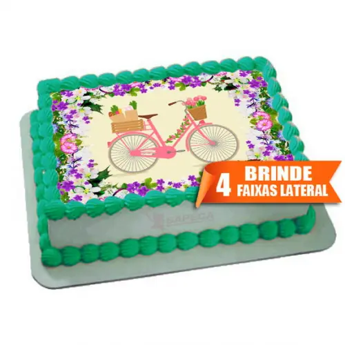 Papel arroz Floral Bicicleta Flores + Brinde Faixas Laterais