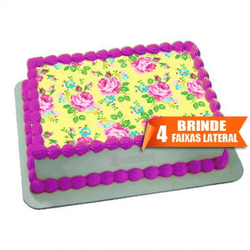 Papel arroz Floral Flores amarelo + Brinde Faixas Laterais