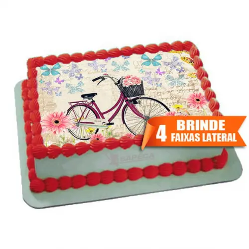 Papel arroz Floral Flores Bicicleta + Brinde Faixas Laterais