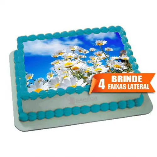 Papel arroz Floral Flores Brancas + Brinde Faixas Laterais