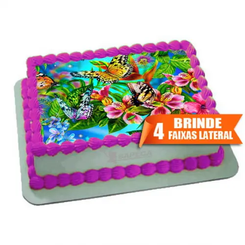 Papel arroz Floral Flores Jardim + Brinde Faixas Laterais