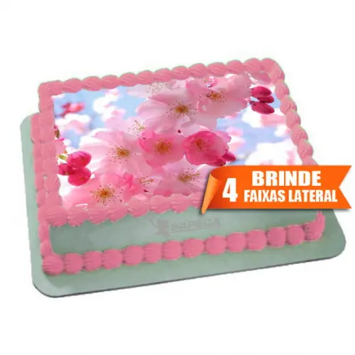 Papel arroz Flores Cerejeira Rosa + Brinde Faixas Laterais