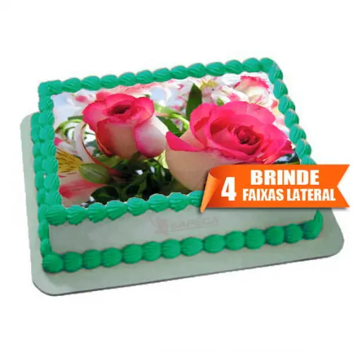 Papel arroz Flores Rosas + Brinde Faixas Laterais