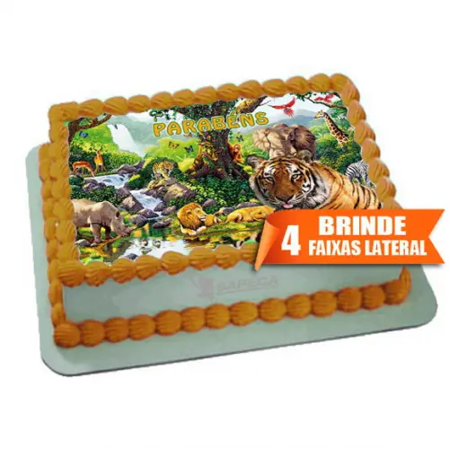Papel arroz Floresta Selva Onça + Brinde Faixas Laterais