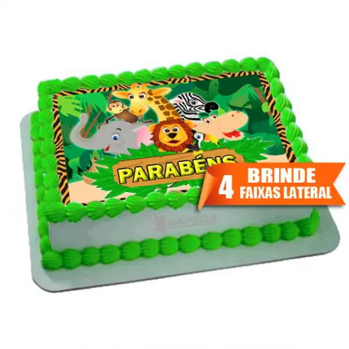 Papel arroz Floresta Parabéns + Brinde Faixas Laterais
