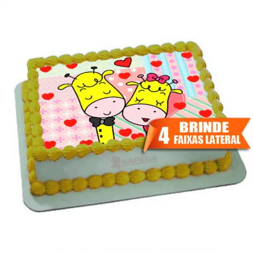 Papel arroz Girafa Love + Brinde Faixas Laterais