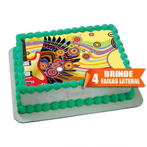 Papel arroz Guitarra Musica + Brinde Faixas Laterais