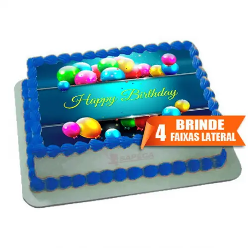 Papel arroz Happy Birthday + Brinde Faixas Laterais