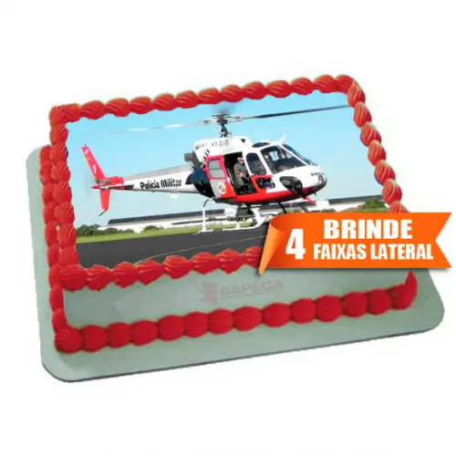 Papel arroz Helicóptero Águia PM + Brinde Faixas Laterais