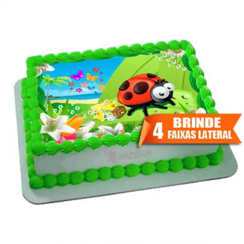 Papel arroz Joaninha Jardim + Brinde Faixas Lateral