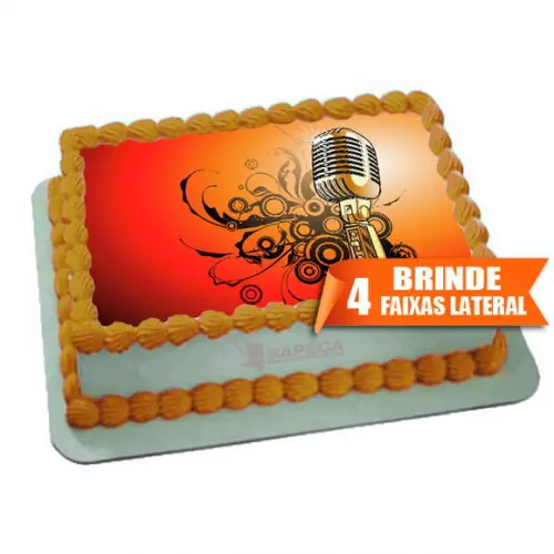 Papel arroz Microfone Musica + Brinde Faixas Laterais