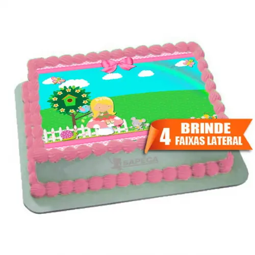 Papel arroz Menina Jardim Encantado + Brinde Faixas Lateral