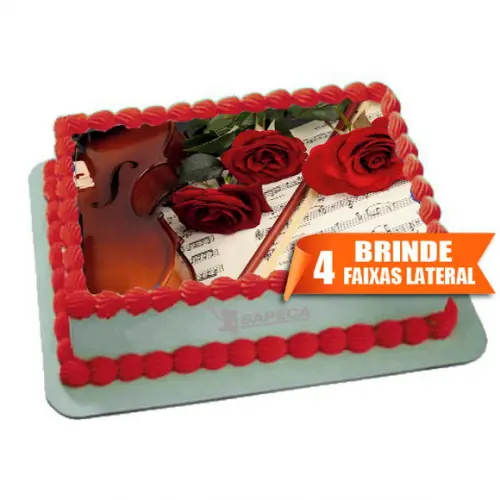 Papel arroz Musical Violino + Brinde Faixas Laterais