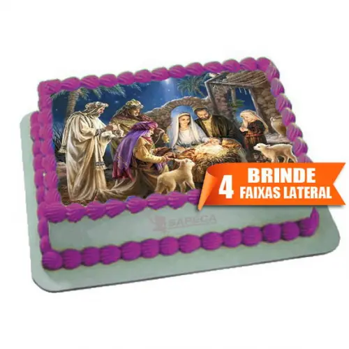 Papel arroz Natal Presépio + Brinde Faixas Lateral