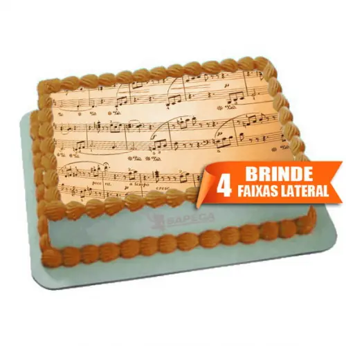 Papel arroz Notas Musical + Brinde Faixas Laterais