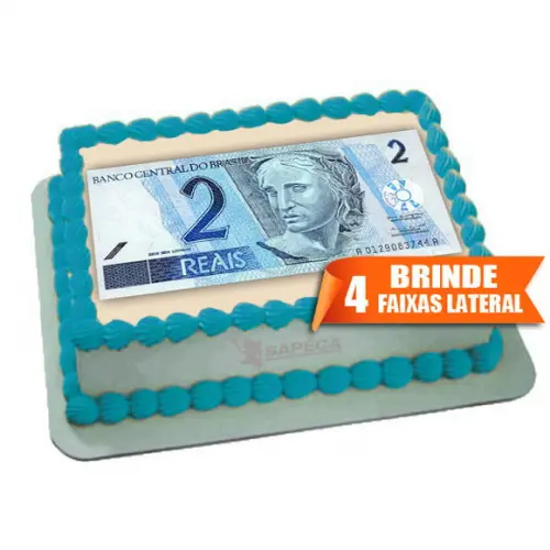 Papel arroz Nota de 2 Reais + Brinde Faixas Laterais