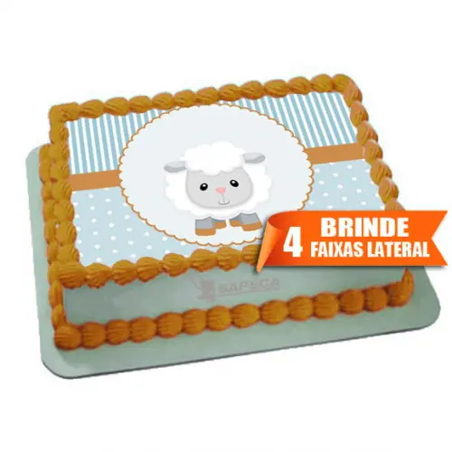 Papel arroz Ovelha para menino + Brinde Faixas Lateral