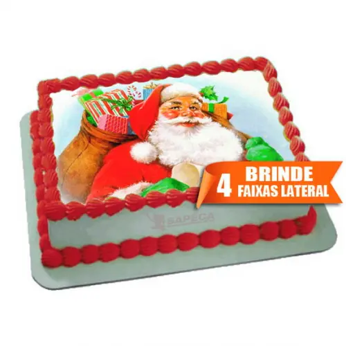 Papel arroz Papai Noel Natal + Brinde Faixas Lateral