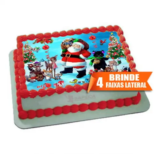 Papel arroz Papai Noel Natal + Brinde Faixas Lateral
