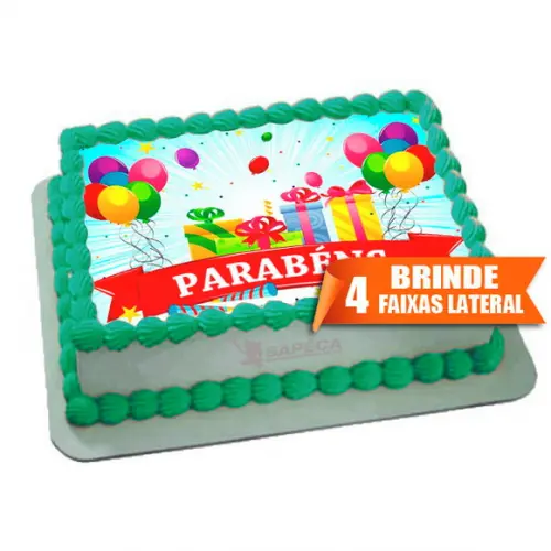 Papel arroz Parabéns + Brinde Faixas Laterais