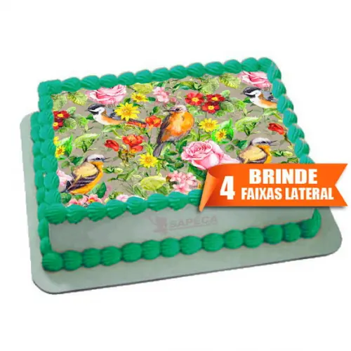 Papel arroz Passaro Estampa Floral + Brinde Faixas Lateral