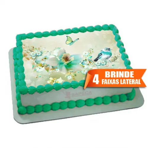Papel arroz Passaros Vintage verde + Brinde Faixas Laterais